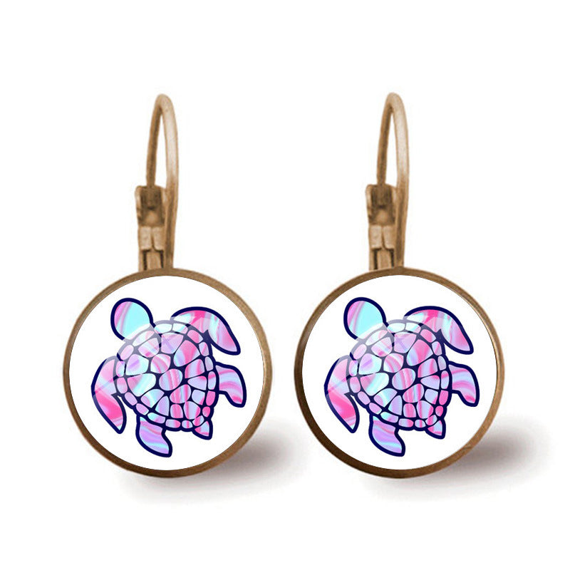 Wholesale Colored Sea Turtle Alloy Earrings